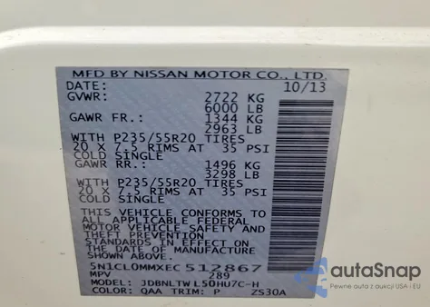 2014 Infiniti Qx60 Hybrid from USA, damaged, VIN 5N1CL0MMXEC512867